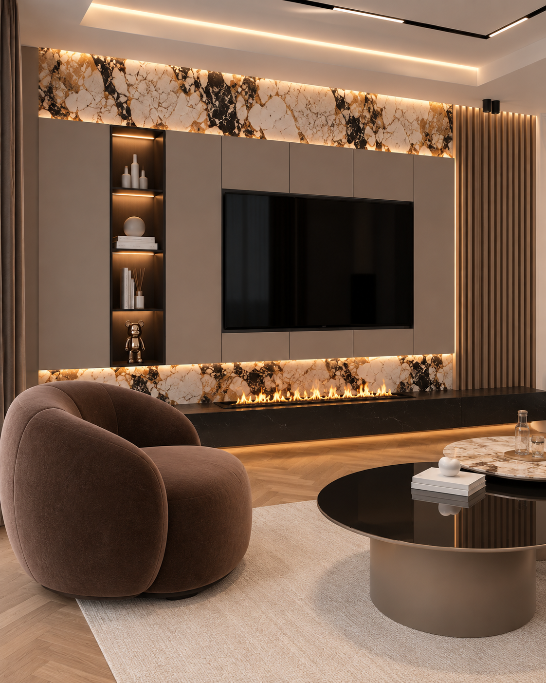 Apartment Interior 75 m² — Dark Warm Modern Gallery